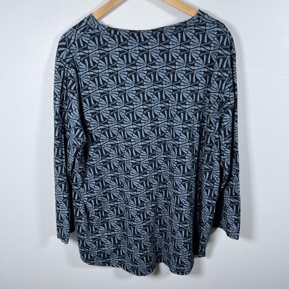 Fresh Produce Tunic Top Womens 1X Blue White Geometric Print Casual Cotton USA - Picture 2 of 14